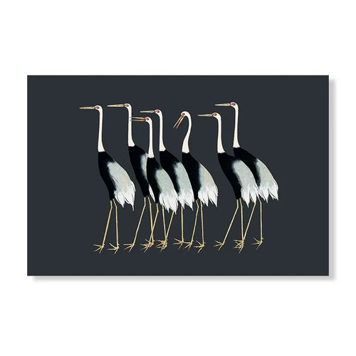 Red Crane Abstract Canvas Wall Art Print, Horizontal Rectangle Spray-Painted Gallery Accent in 5 Sizes for Home Décor - product view 1