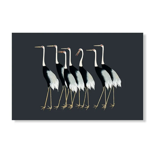 Red Crane Abstract Canvas Wall Art Print, Horizontal Rectangle Spray-Painted Gallery Accent in 5 Sizes for Home Décor - product view 1