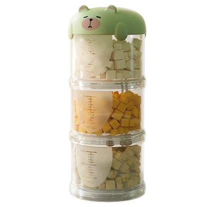 Stackable Pet Food Storage Container, Airtight Leakproof Locking Lid, Partitioned PP Treat Jar with Handle, Single, Double or Triple Layer - product view 3