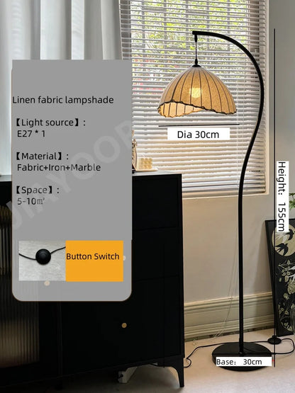 Modern LED Floor Lamp, 155 cm Fabric Shade, Iron Body, 11–15W AC Standing Light with Button Switch for Foyer - product view 1