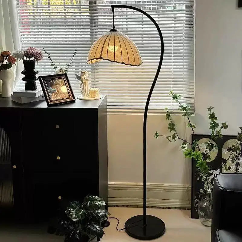 Modern LED Floor Lamp, 155 cm Fabric Shade, Iron Body, 11–15W AC Standing Light with Button Switch for Foyer - product view 2