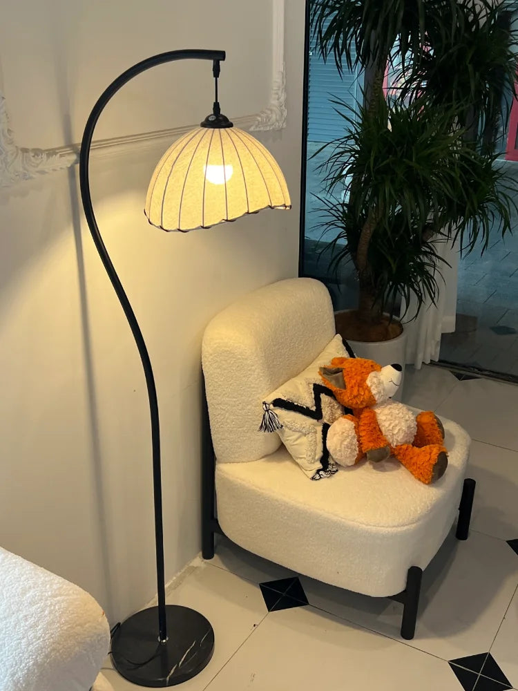 Modern LED Floor Lamp, 155 cm Fabric Shade, Iron Body, 11–15W AC Standing Light with Button Switch for Foyer - product view 4