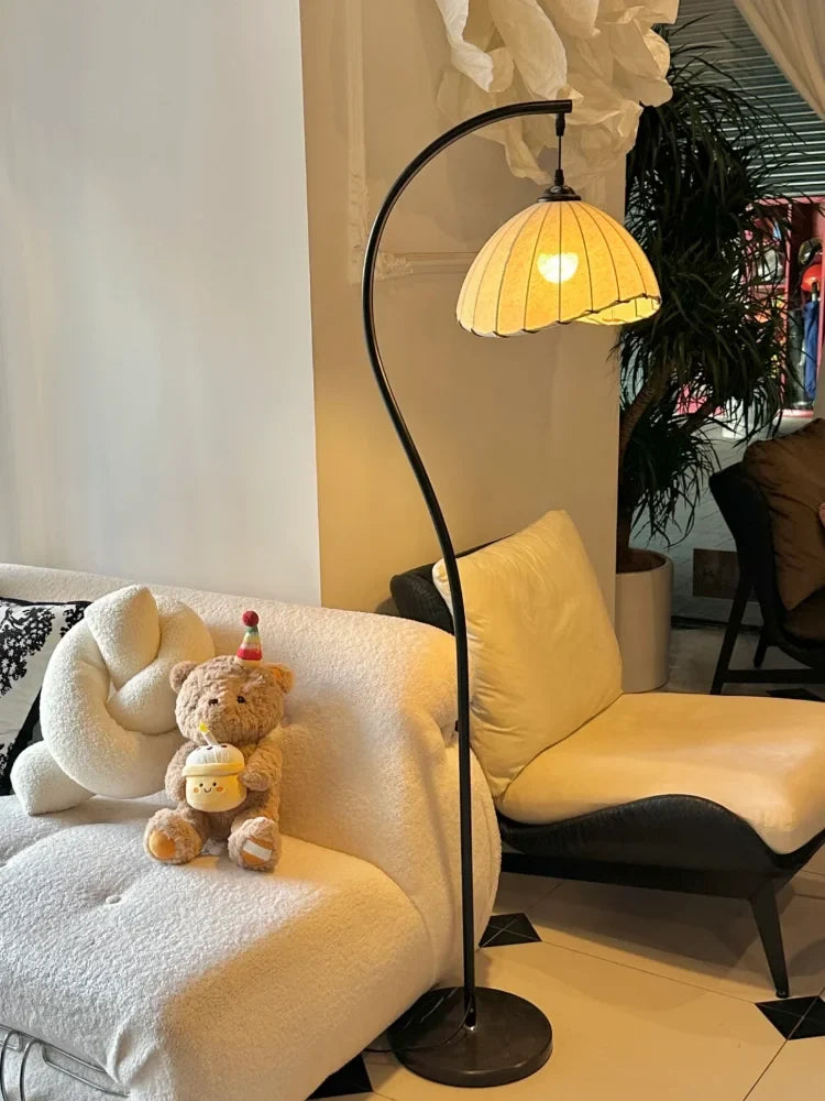 Modern LED Floor Lamp, 155 cm Fabric Shade, Iron Body, 11–15W AC Standing Light with Button Switch for Foyer - product view 5