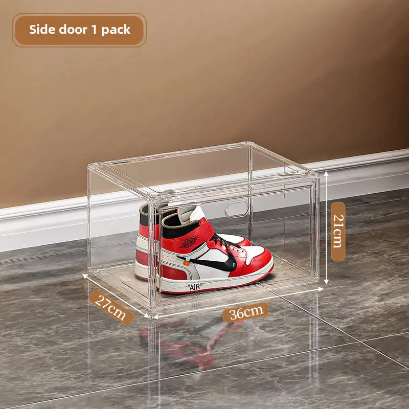 Large Transparent Magnetic Shoe Box, stackable shoe storage box product view 2