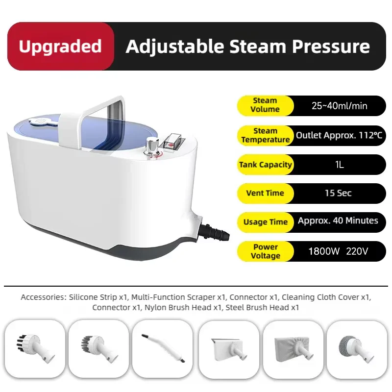 Handheld Steam Cleaner, 120°C High-Temperature Steam, 750 ml Tank for Kitchen, Floors, Tiles, Windows and Upholstery - product view 1
