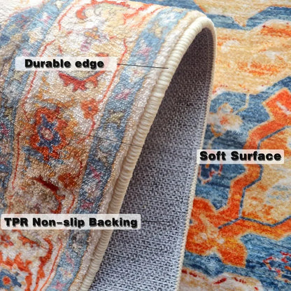 Outdoor Rug, Waterproof Fade-Resistant Printed Persian-Style Machine-Made Carpet for Balcony, Patio, Living Room and Bedroom - product view 5