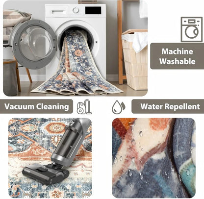 Outdoor Rug, Waterproof Fade-Resistant Printed Persian-Style Machine-Made Carpet for Balcony, Patio, Living Room and Bedroom - product view 6