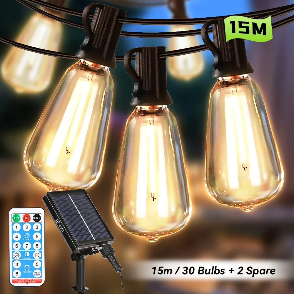 Solar String Lights with Ball Bulbs, IP65 Outdoor Lighting, 7M–20M Lengths and 11–42 Bulb Options - product view 6