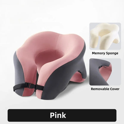 Memory Foam Neck Pillow, U-Shaped Ergonomic Travel Cushion with Adjustable Fit, Breathable Cotton Cover and Waterproof Bag - product view 1