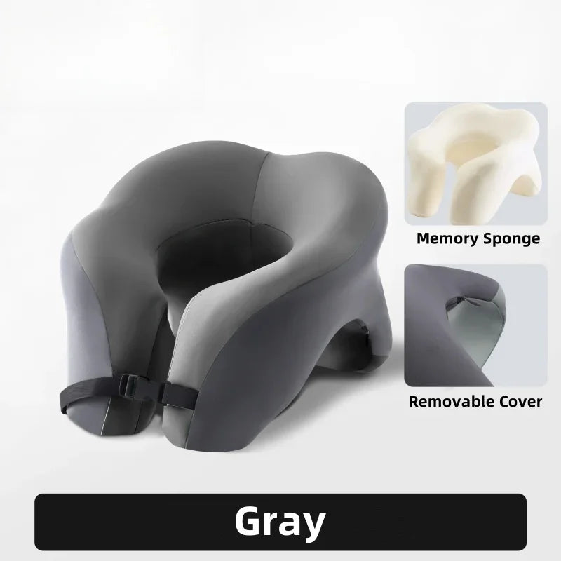Memory Foam Neck Pillow, U-Shaped Ergonomic Travel Cushion with Adjustable Fit, Breathable Cotton Cover and Waterproof Bag - product view 2