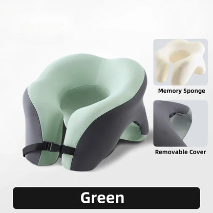Memory Foam Neck Pillow, U-Shaped Ergonomic Travel Cushion with Adjustable Fit, Breathable Cotton Cover and Waterproof Bag - product view 3