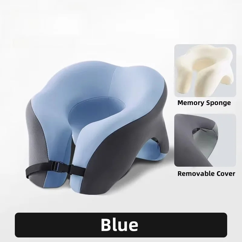 Memory Foam Neck Pillow, U-Shaped Ergonomic Travel Cushion with Adjustable Fit, Breathable Cotton Cover and Waterproof Bag - product view 4