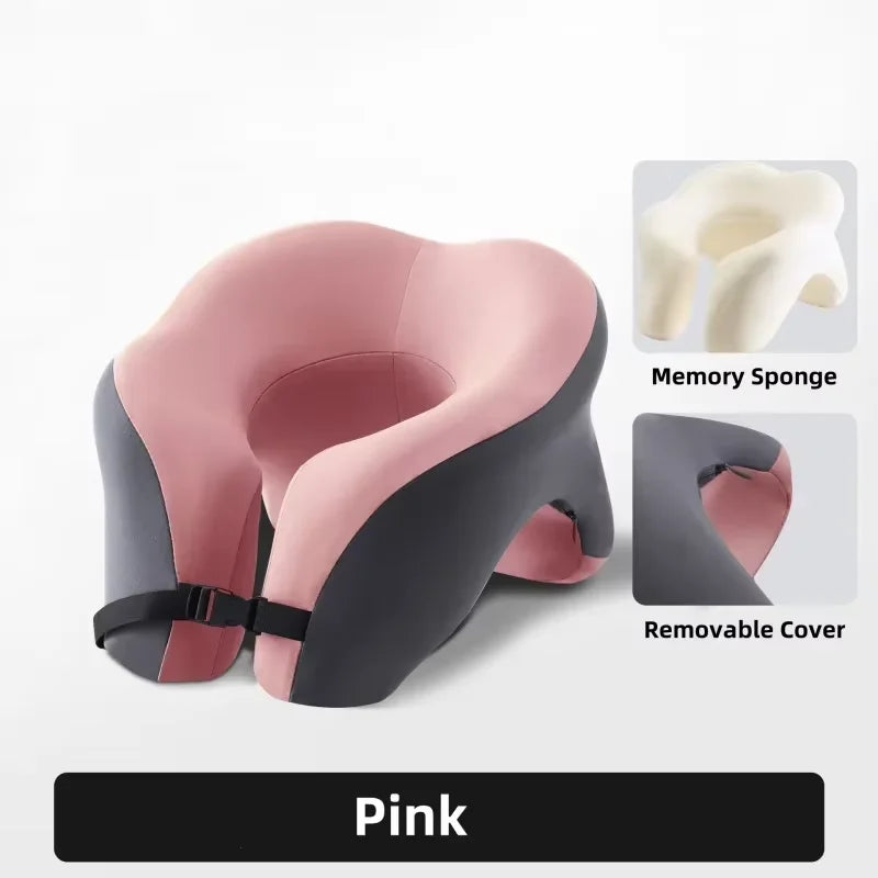 Memory Foam Neck Pillow, U-Shaped Ergonomic Travel Cushion with Adjustable Fit, Breathable Cotton Cover and Waterproof Bag - product view 5