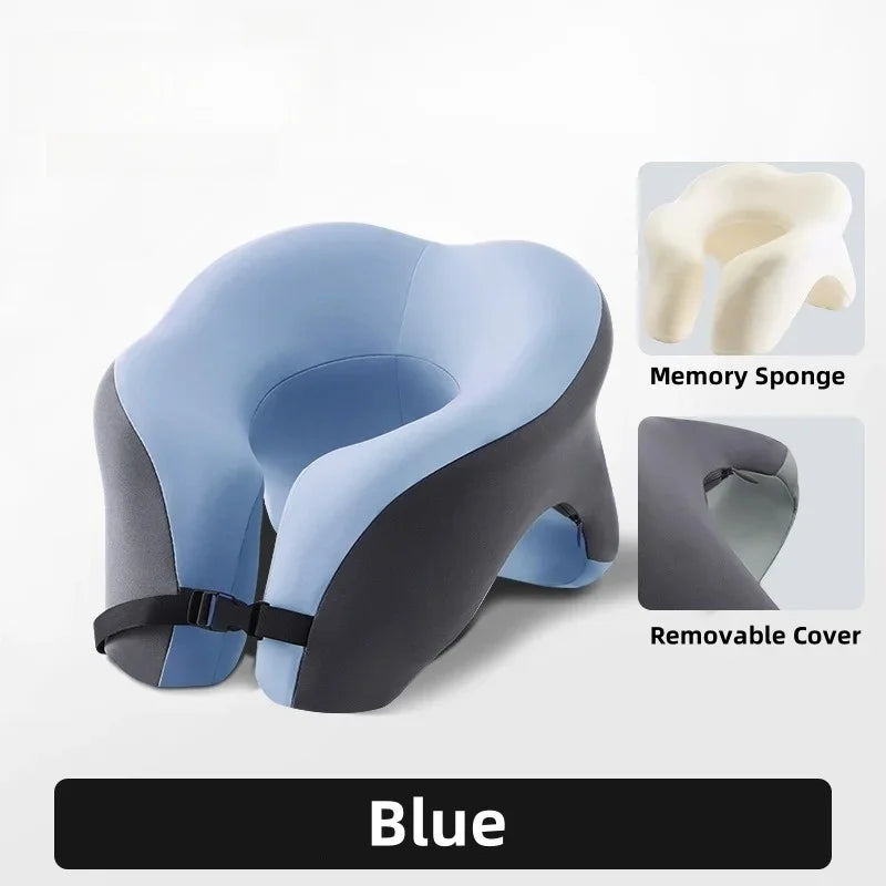 Memory Foam Neck Pillow, U-Shaped Ergonomic Travel Cushion with Adjustable Fit, Breathable Cotton Cover and Waterproof Bag - product view 6
