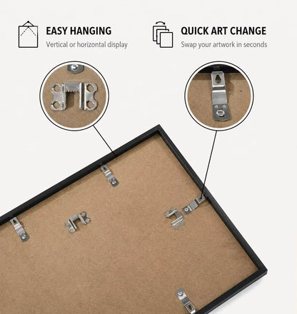 Black Aluminum Picture Frame, Clear Protective Cover and White Mat, Vertical or Horizontal Wall Display in Multiple Sizes - product view 5