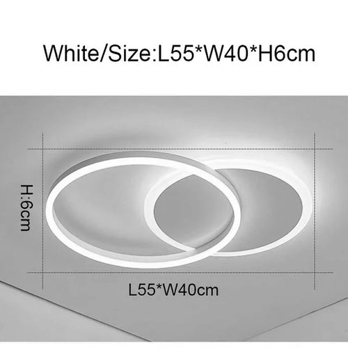Modern LED Ring Ceiling Light, Remote Control, Dimmable AC Fixture, 2- or 3-Ring Options for Bedroom and Dining Room - product view 1