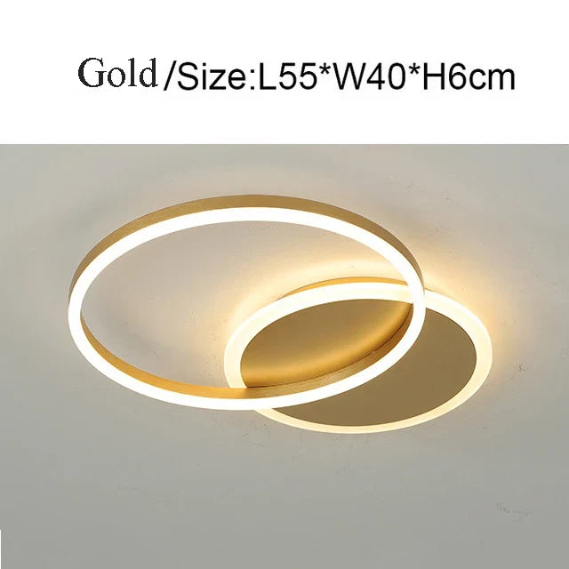 Modern LED Ring Ceiling Light, Remote Control, Dimmable AC Fixture, 2- or 3-Ring Options for Bedroom and Dining Room - product view 3