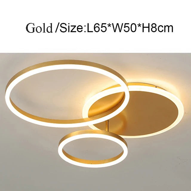 Modern LED Ring Ceiling Light, Remote Control, Dimmable AC Fixture, 2- or 3-Ring Options for Bedroom and Dining Room - product view 4