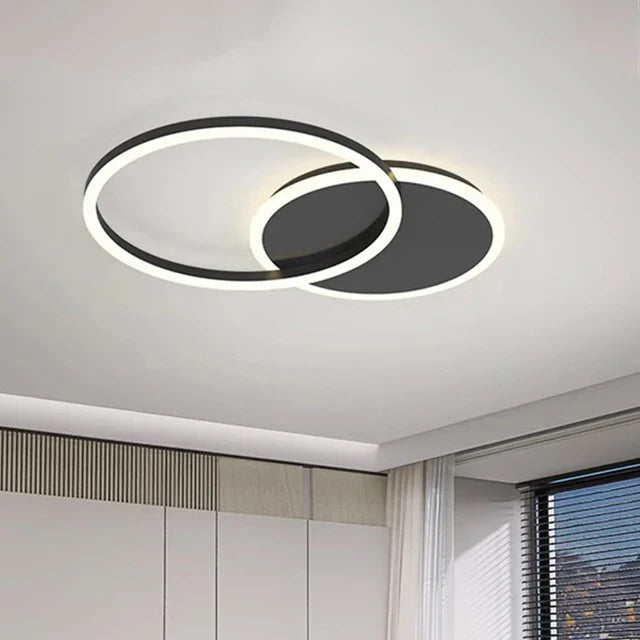 Modern LED Ring Ceiling Light, Remote Control, Dimmable AC Fixture, 2- or 3-Ring Options for Bedroom and Dining Room - product view 5