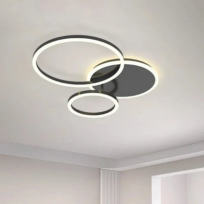 Modern LED Ring Ceiling Light, Remote Control, Dimmable AC Fixture, 2- or 3-Ring Options for Bedroom and Dining Room - product view 6
