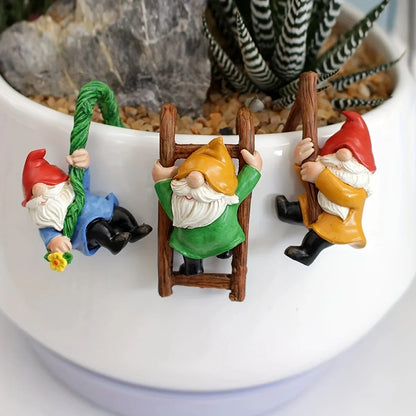 3-Piece Garden Statue Set, Mini Resin Dwarf Hanging Ornaments for Outdoor Flower Pots and Micro Landscape Décor - product view 1