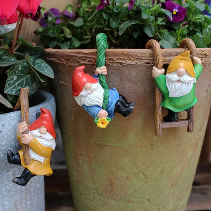 3-Piece Garden Statue Set, Mini Resin Dwarf Hanging Ornaments for Outdoor Flower Pots and Micro Landscape Décor - product view 3