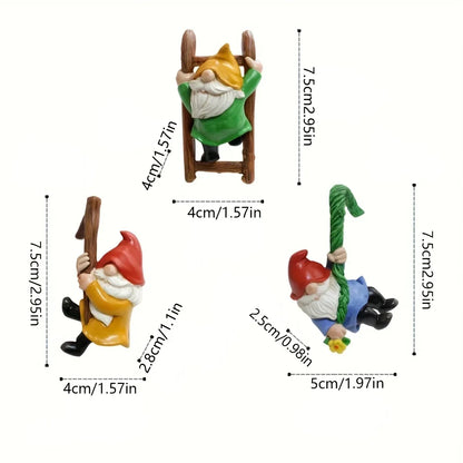 3-Piece Garden Statue Set, Mini Resin Dwarf Hanging Ornaments for Outdoor Flower Pots and Micro Landscape Décor - product view 6