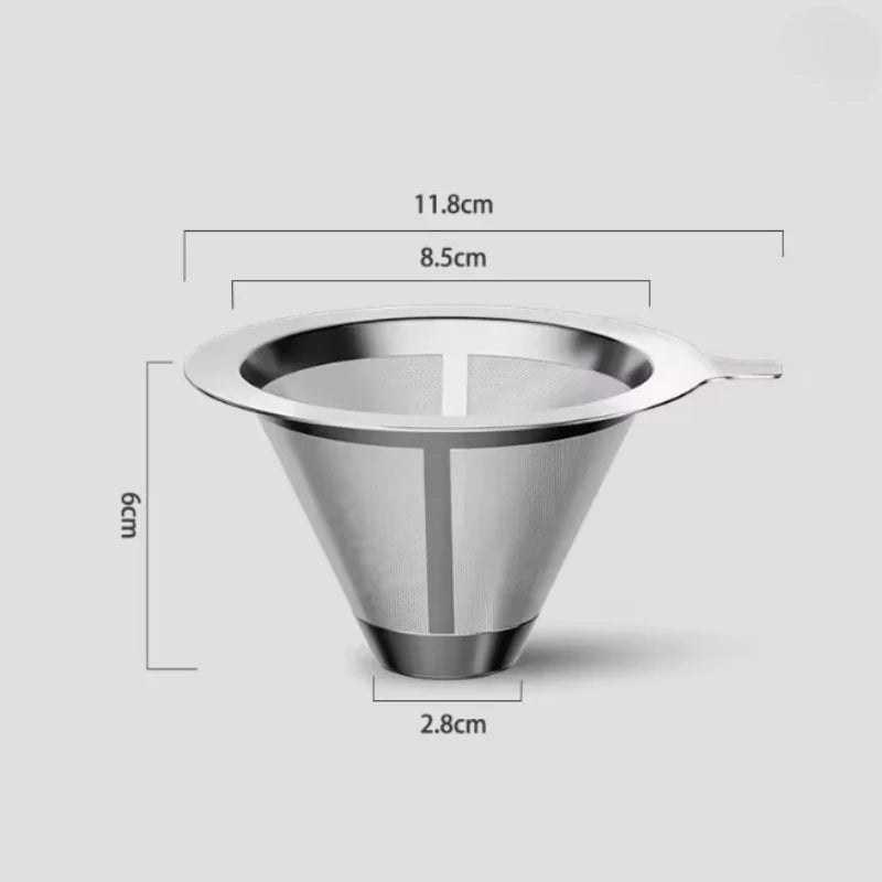 Reusable Coffee Filter, 304 Stainless Steel Fine Mesh Double-Layer Basket with Insulated Handle for Coffee and Tea - product view 1