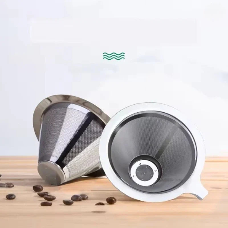 Reusable Coffee Filter, 304 Stainless Steel Fine Mesh Double-Layer Basket with Insulated Handle for Coffee and Tea - product view 3