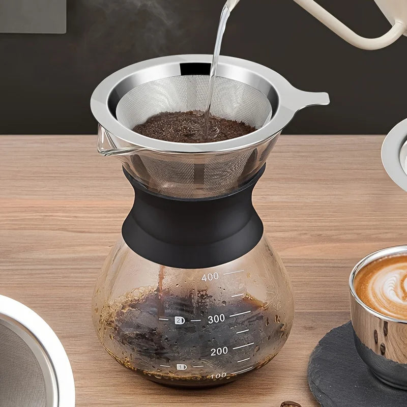 Reusable Coffee Filter, 304 Stainless Steel Fine Mesh Double-Layer Basket with Insulated Handle for Coffee and Tea - product view 4