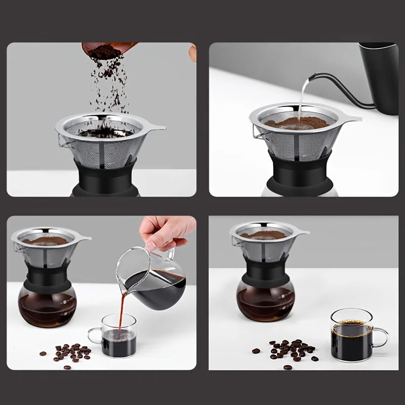 Reusable Coffee Filter, 304 Stainless Steel Fine Mesh Double-Layer Basket with Insulated Handle for Coffee and Tea - product view 5