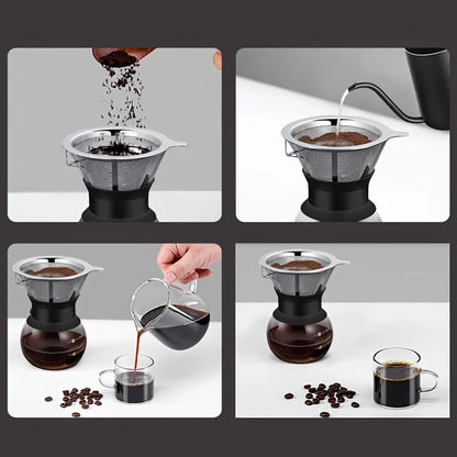 Reusable Coffee Filter, 304 Stainless Steel Fine Mesh Double-Layer Basket with Insulated Handle for Coffee and Tea - product view 5