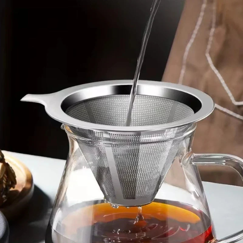 Reusable Coffee Filter, 304 Stainless Steel Fine Mesh Double-Layer Basket with Insulated Handle for Coffee and Tea - product view 6