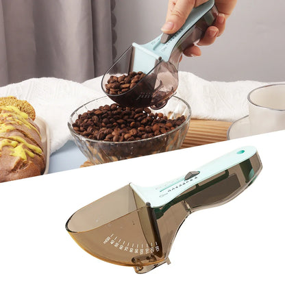 Adjustable Measuring Spoon, Plastic Kitchen Measuring Tool, Push-Button Capacity Control, 130 ml One-Piece Option for Baking and Cooking - product view 2