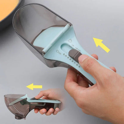 Adjustable Measuring Spoon, Plastic Kitchen Measuring Tool, Push-Button Capacity Control, 130 ml One-Piece Option for Baking and Cooking - product view 3