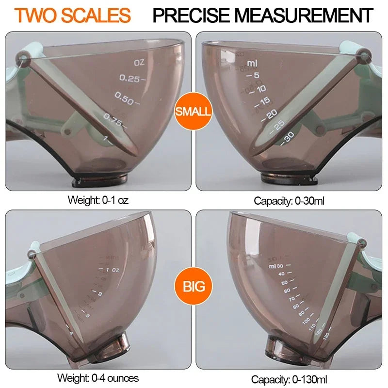 Adjustable Measuring Spoon, Plastic Kitchen Measuring Tool, Push-Button Capacity Control, 130 ml One-Piece Option for Baking and Cooking - product view 4