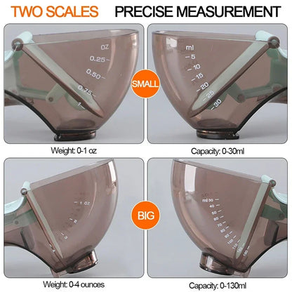 Adjustable Measuring Spoon, Plastic Kitchen Measuring Tool, Push-Button Capacity Control, 130 ml One-Piece Option for Baking and Cooking - product view 4