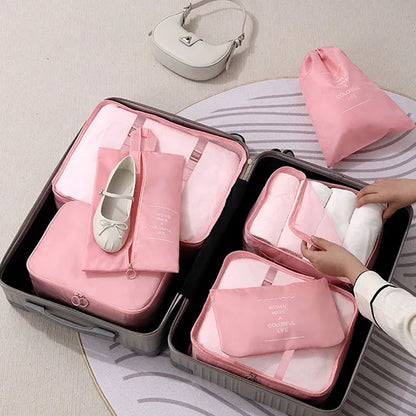 7-Piece Waterproof Travel Packing Cubes Set, Solid Luggage Organizer with Drawstring Pouches for Clothes and Shoes - product view 2