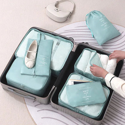 7-Piece Waterproof Travel Packing Cubes Set, Solid Luggage Organizer with Drawstring Pouches for Clothes and Shoes - product view 5