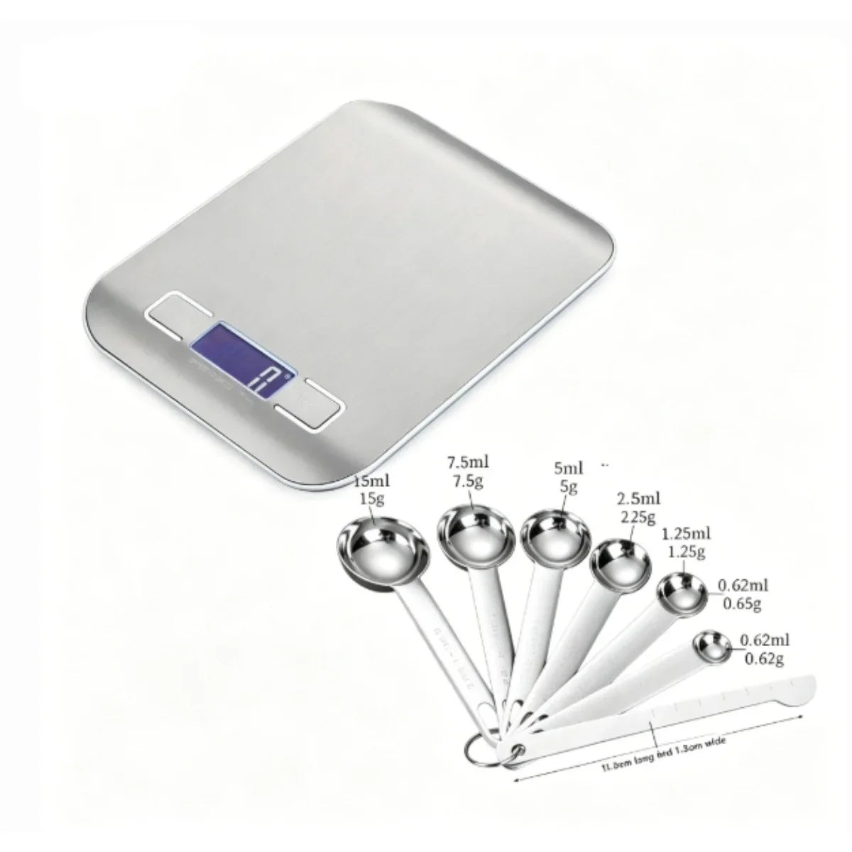10kg Digital Kitchen Scale with Tare Function, LCD Display and Stainless Steel Screen for Coffee Brewing and Food Weighing - product view 2