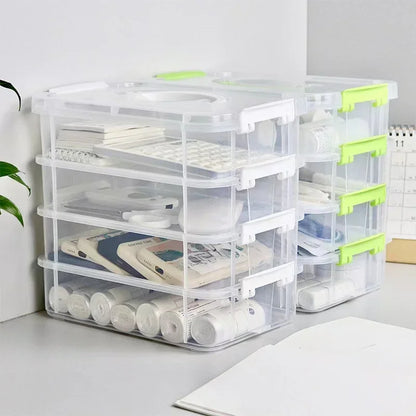 4-Layer Transparent Plastic Storage Box, Stackable Partitioned Drawer Organizer for Tools and Small Household Items - product view 4