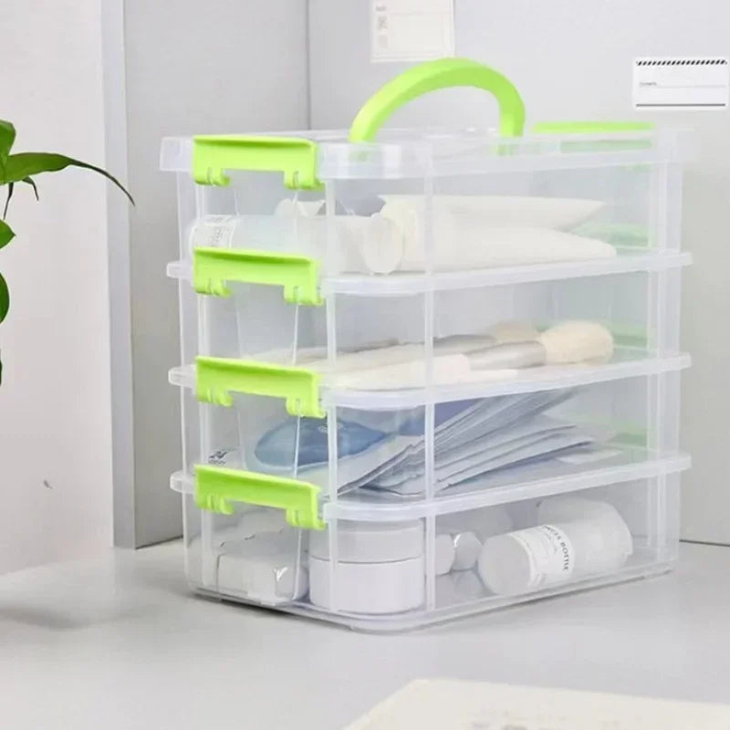 4-Layer Transparent Plastic Storage Box, Stackable Partitioned Drawer Organizer for Tools and Small Household Items - product view 5