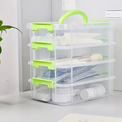 4-Layer Transparent Plastic Storage Box, Stackable Partitioned Drawer Organizer for Tools and Small Household Items - product view 5