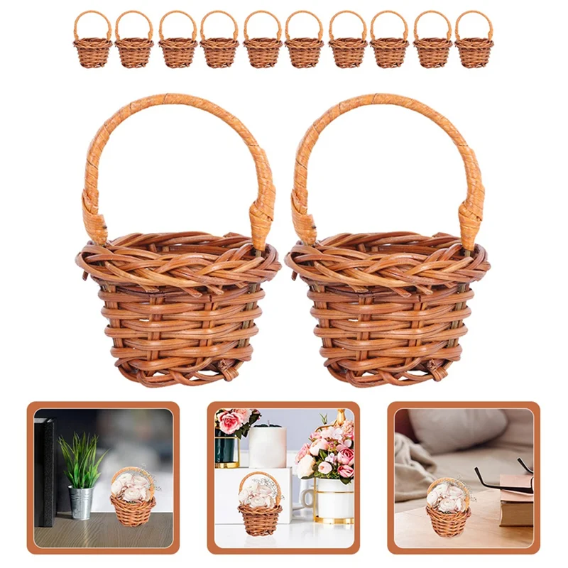 Mini Woven Easter Baskets, 12-Piece 6 x 2.7 cm Bamboo Decorative Baskets for Candy Gifts, Photography and Mini Displays - product view 3