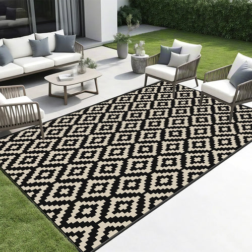 Reversible Outdoor Rug, Waterproof Anti-Slip Striped Polypropylene Mat, UV Fade Resistant for Patio, RV, Beach and Camping - product view 1