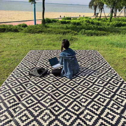 Reversible Outdoor Rug, Waterproof Anti-Slip Striped Polypropylene Mat, UV Fade Resistant for Patio, RV, Beach and Camping - product view 3