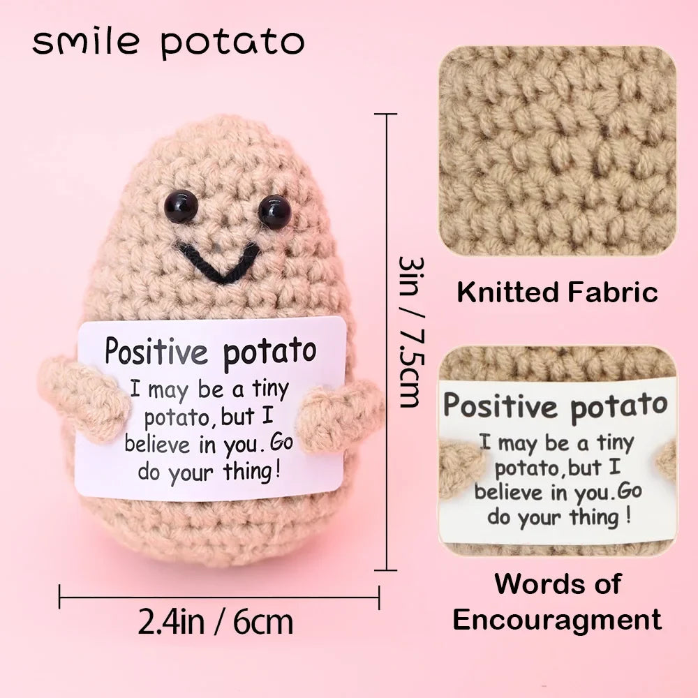 Positive Energy Pocket Hug Crochet Doll, Handmade Textile Plush Emotional Support Gift with Cute Card, Multiple Designs - product view 2