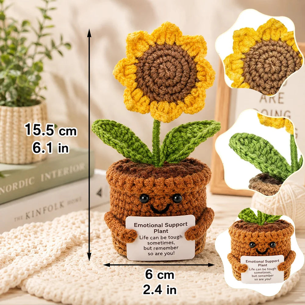 Positive Energy Pocket Hug Crochet Doll, Handmade Textile Plush Emotional Support Gift with Cute Card, Multiple Designs - product view 5
