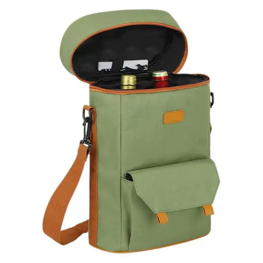 Travel Bag, Two-Bottle Insulated Wine Tote, Nylon Shoulder Bag with Removable Strap and Side Pockets, 24 × 10.2 × 36 cm - product view 1