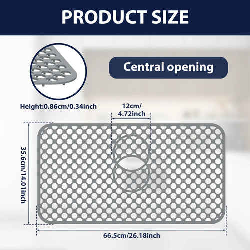 Silicone Dish Drying Mat, Raised Feet, Center Drainage and Dishwasher-Safe Sink Protector, M Size - product view 1